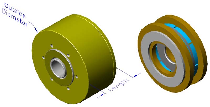 Housed slotless iron core brushless motors, axial, double winding, hollow shaft